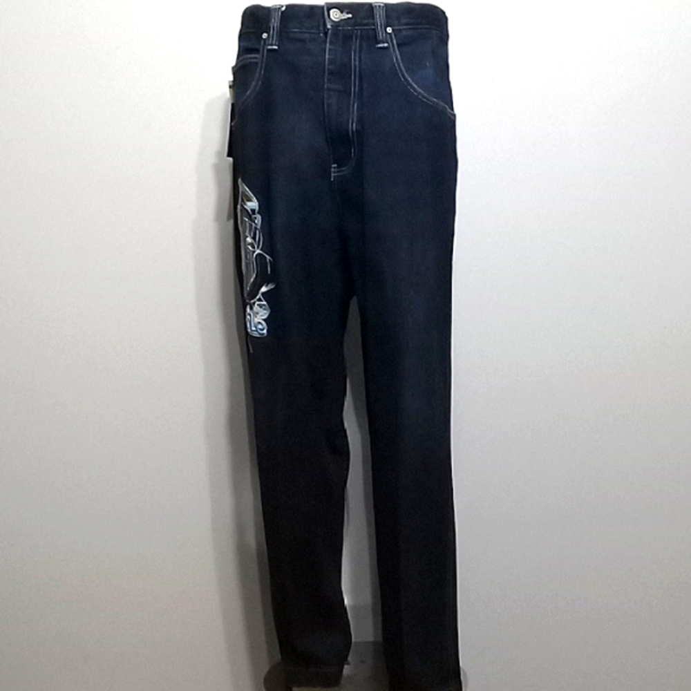 Vintage & Embroidered 1pc Blue Jeans with Graphic Design by SOUTHPOLE